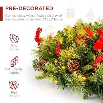 Best 30in Pre-Lit Battery Christmas Wreath to Enhance Decor