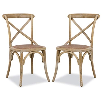 EdgeMod Cafton Crossback Chair Set of 2 in Weathered Oak