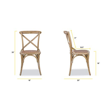 EdgeMod Cafton Crossback Chair Set of 2 in Weathered Oak