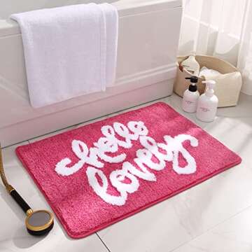 Hello Lovely Soft Preppy Bath Rug for Stylish Home