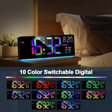 XREXS 16.3" Bluetooth Large Digital Wall Clock with Remote Control