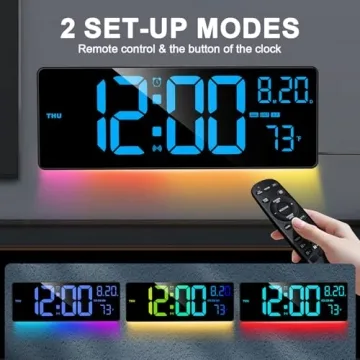 XREXS 16.3" Bluetooth Large Digital Wall Clock with Remote Control