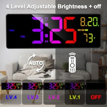 XREXS 16.3" Bluetooth Large Digital Wall Clock with Remote Control