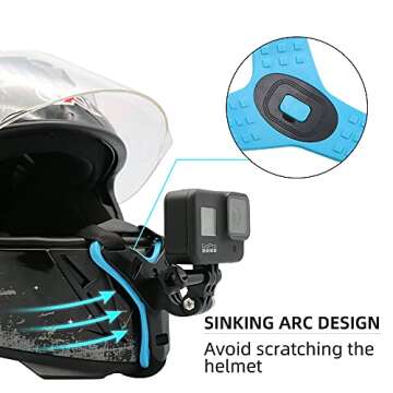 SUREWO Motorcycle Helmet Chin Strap Mount for GoPro Hero 13/12/11/10/9/8/7/(2018)/6/5 Black,DJI Osmo Action 5 pro/4/3/2,Insta360 ONE R,AKASO/Campark/YI and More
