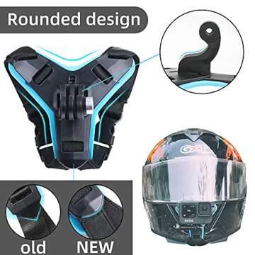SUREWO Motorcycle Helmet Chin Strap Mount for GoPro Hero 13/12/11/10/9/8/7/(2018)/6/5 Black,DJI Osmo Action 5 pro/4/3/2,Insta360 ONE R,AKASO/Campark/YI and More