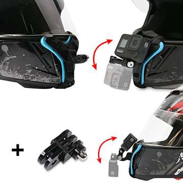 SUREWO Motorcycle Helmet Chin Strap Mount for GoPro Hero 13/12/11/10/9/8/7/(2018)/6/5 Black,DJI Osmo Action 5 pro/4/3/2,Insta360 ONE R,AKASO/Campark/YI and More