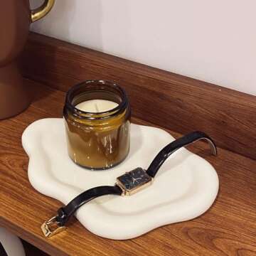 conviv Ceramic Jewelry Tray,Perfume Trinket Dish,Ring Key Bowl Vanity Cute Room Decor Aesthetic, Birthday Mother's Day Christmas Thanksgiving Day Warm House Gifts for Women(white+gift box)