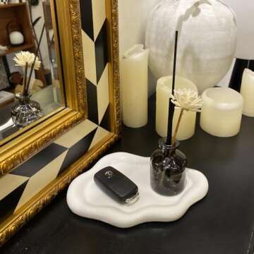 conviv Ceramic Jewelry Tray,Perfume Trinket Dish,Ring Key Bowl Vanity Cute Room Decor Aesthetic, Birthday Mother's Day Christmas Thanksgiving Day Warm House Gifts for Women(white+gift box)