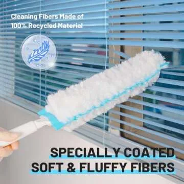 9 Pack Bendable Long Feather Duster Kit with 17-to-63 Inch Extension Pole, Microfiber Removable High Ceiling Fan Dusters with Telescopic Pole, Cobweb Duster, Indoor & Outdoor Extendable Duster