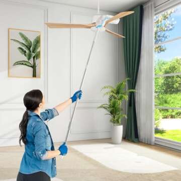 9 Pack Bendable Long Feather Duster Kit with 17-to-63 Inch Extension Pole, Microfiber Removable High Ceiling Fan Dusters with Telescopic Pole, Cobweb Duster, Indoor & Outdoor Extendable Duster