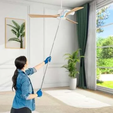 9 Pack Bendable Long Feather Duster Kit with 17-to-63 Inch Extension Pole, Microfiber Removable High Ceiling Fan Dusters with Telescopic Pole, Cobweb Duster, Indoor & Outdoor Extendable Duster