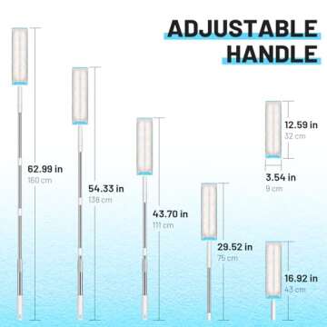 9 Pack Bendable Long Feather Duster Kit with 17-to-63 Inch Extension Pole, Microfiber Removable High Ceiling Fan Dusters with Telescopic Pole, Cobweb Duster, Indoor & Outdoor Extendable Duster