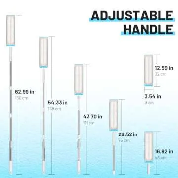 9 Pack Bendable Long Feather Duster Kit with 17-to-63 Inch Extension Pole, Microfiber Removable High Ceiling Fan Dusters with Telescopic Pole, Cobweb Duster, Indoor & Outdoor Extendable Duster