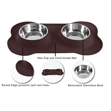Hubulk Pet Dog Bowls Set with Non-Slip Silicone Mat