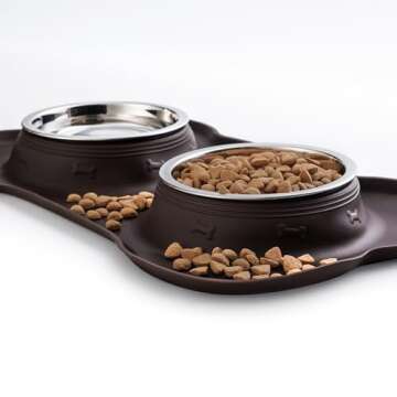 Hubulk Pet Dog Bowls Set with Non-Slip Silicone Mat