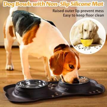 Hubulk Pet Dog Bowls Set with Non-Slip Silicone Mat
