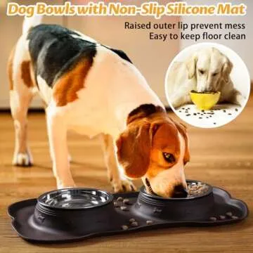 Hubulk Pet Dog Bowls Set with Non-Slip Silicone Mat