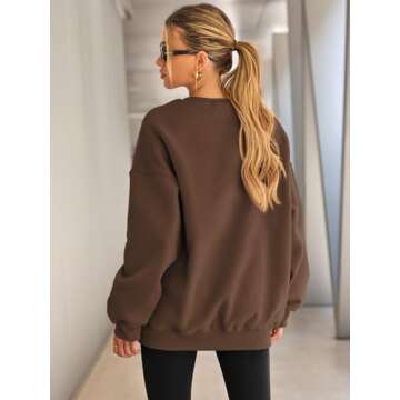 EFAN Womens Oversized Sweatshirts Hoodies Fleece Crewneck Sweaters Casual Tops Comfy Fall Fashion Ou...