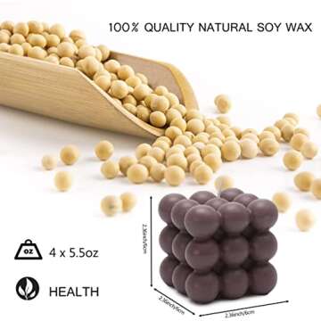 Bubble Candle, 4pcs Cube Soy Wax Bubble Candles Scented Aesthetic Bubble Candle Set for Home Bedroom...