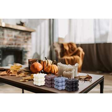 Bubble Candle, 4pcs Cube Soy Wax Bubble Candles Scented Aesthetic Bubble Candle Set for Home Bedroom Decor Birthday Mothers Day Gifts for Mom (Black+ White+Grey+Brown)