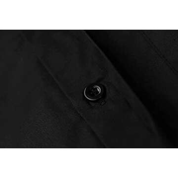 MISSACTIVER Women Solid Long Sleeve Button Up Crop Shirt Turn-Down Collar Irregular Loose Fitting Fashion Cropped Blouse Top(Large,Regular Hem#Black)