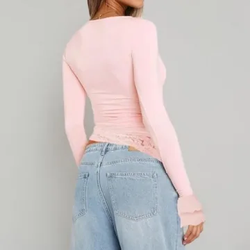 Stylish Women’s Lace Long Sleeve Crop Top - Perfect for Any Occasion