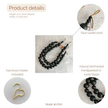 Deco Azul Black Curtain Tiebacks - Handmade Style and Quality