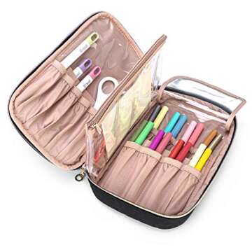 Yarwo Carrying Case Compatible with Cricut Tools Set, Accessories Organizer Bag for Craft Pens and Basic Tools, Black (PATENTED DESIGN)