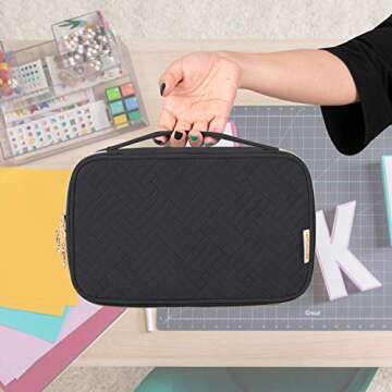 Yarwo Carrying Case Compatible with Cricut Tools Set, Accessories Organizer Bag for Craft Pens and Basic Tools, Black (PATENTED DESIGN)
