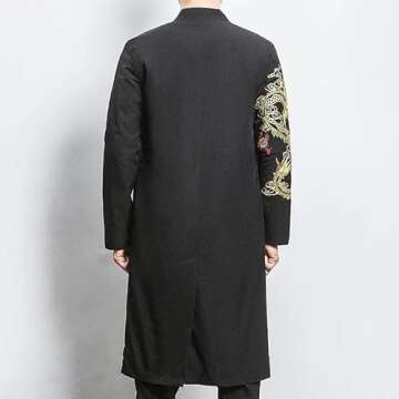 BoShiNuo Chinese Style Long Windbreaker Jacket Men Streetwear Oriental Clothes Men Hip Hop Chinese M...