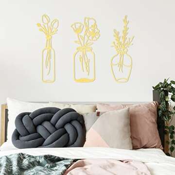 Hotop 3-Piece Metal Floral Wall Art for Modern Décor