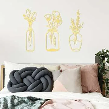 Hotop 3-Piece Metal Floral Wall Art for Modern Décor