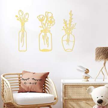 Hotop 3-Piece Metal Floral Wall Art for Modern Décor