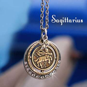 Sweet Romance Sagittarius Zodiac Sign Astrology Pendant Necklace - November and December Birthday Gi...