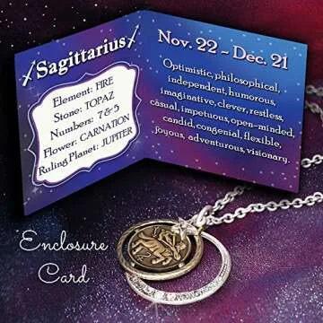 Sweet Romance Sagittarius Zodiac Sign Astrology Pendant Necklace - November and December Birthday Gifts
