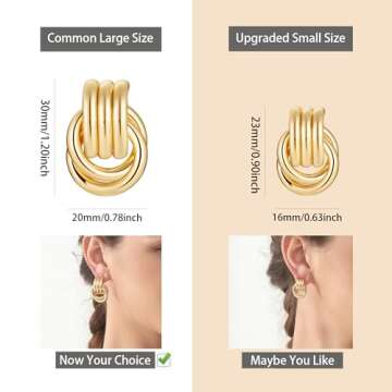 shinelab Knot Link Circle Geometric Drop Dangle Earrings, Circle Geometric Drop Dangle Earrings Stud...