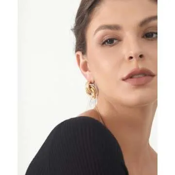 shinelab Knot Link Circle Geometric Drop Dangle Earrings, Circle Geometric Drop Dangle Earrings Studs, Women's Jewelry