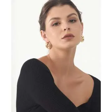 shinelab Knot Link Circle Geometric Drop Dangle Earrings, Circle Geometric Drop Dangle Earrings Studs, Women's Jewelry