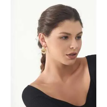 shinelab Knot Link Circle Geometric Drop Dangle Earrings, Circle Geometric Drop Dangle Earrings Studs, Women's Jewelry