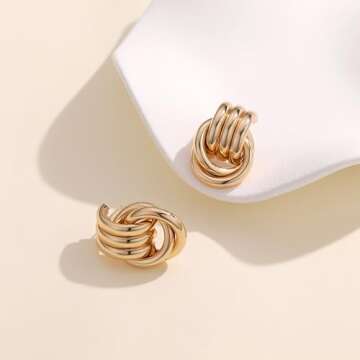 shinelab Knot Link Circle Geometric Drop Dangle Earrings, Circle Geometric Drop Dangle Earrings Studs, Women's Jewelry