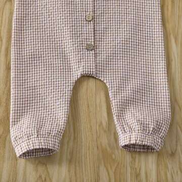 Baby Boys Girls Summer Sleeveless Romper Button Front Cotton Linen Jumpsuit Solid Color