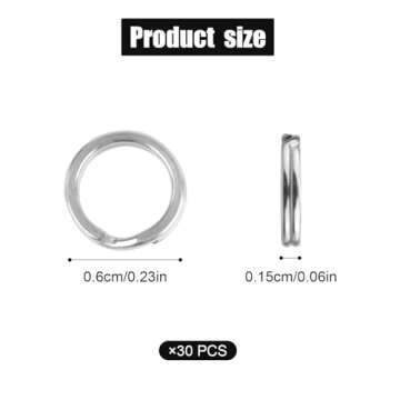 30pcs Split Rings, 6mm Dog Cat Tag Ring Silver Split Rings Stainless Steel Key Ring Small O Ring Con...