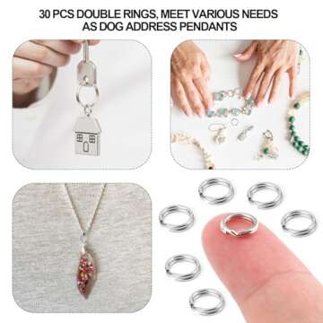 30pcs Split Rings, 6mm Dog Cat Tag Ring Silver Split Rings Stainless Steel Key Ring Small O Ring Connectors for Jewelry Making Metal Car Keychain