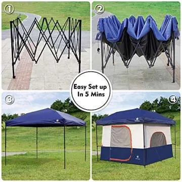 HG Tents-for-Camping-5-Person, Dark Room Cube Tent, Pop up 10x10 Canopy, UV 50+ Waterproof Windproof Family Tent, Portable with Wheeled Carry Bag, for All Seasons