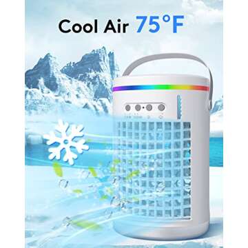 Portable Air Conditioners Fan,Wavego 1400ml Evaporative Mini Air Conditioner with 7 Colors Light,3 S...
