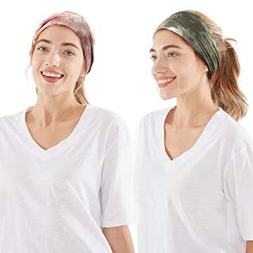 Headbands for Women, 6 PCS Yoga Running Sports Headbands Tie Dye Boho Pattern Elastic Non Slip Sweat Headbands Workout Hair Fashion Bands for Girls