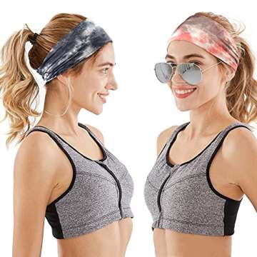 Headbands for Women, 6 PCS Yoga Running Sports Headbands Tie Dye Boho Pattern Elastic Non Slip Sweat Headbands Workout Hair Fashion Bands for Girls