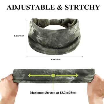 Headbands for Women, 6 PCS Yoga Running Sports Headbands Tie Dye Boho Pattern Elastic Non Slip Sweat Headbands Workout Hair Fashion Bands for Girls