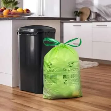 13 Gallon Compostable Trash Bags with Drawstring, Heavy Duty Extra Thick 1 Mil, 49.21 Liter, Tear Resistant and Odorless Kitchen Food Scrap Waste Bag, US BPI and OK Compost Home Certified (30 Count)