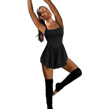 LAMISSCHE Womens Workout Romper Running Onesie Short One Piece Jumpsuits Sleeveless Yoga Unitard(Black,S)